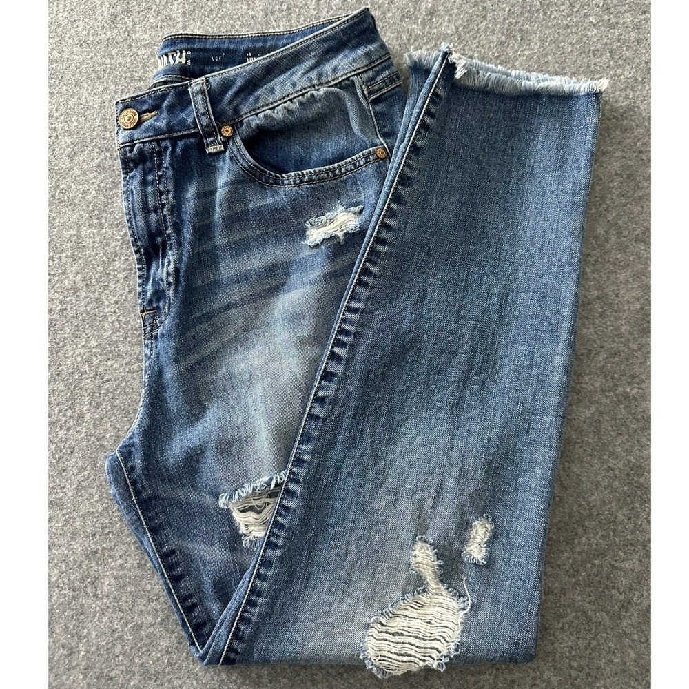 REWASH Distressed Skinny‎ Jeans 11 Raw Hem Y2K Grunge Indie Sleaze Streetwear